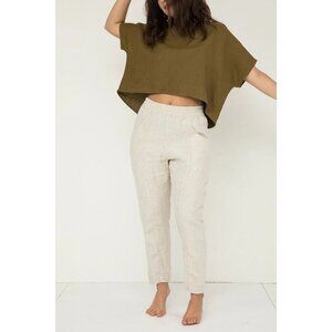 Elizabeth Suzann Clyde Work Pant Linen Natural Beige Lagenlook Classic Boho 8R